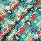 Green Blue Floral Print French Crepe VC-13595