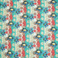 Green Blue Floral Print French Crepe VC-13595