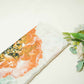 Orange Green Floral Print Georgette Satin GF-13669
