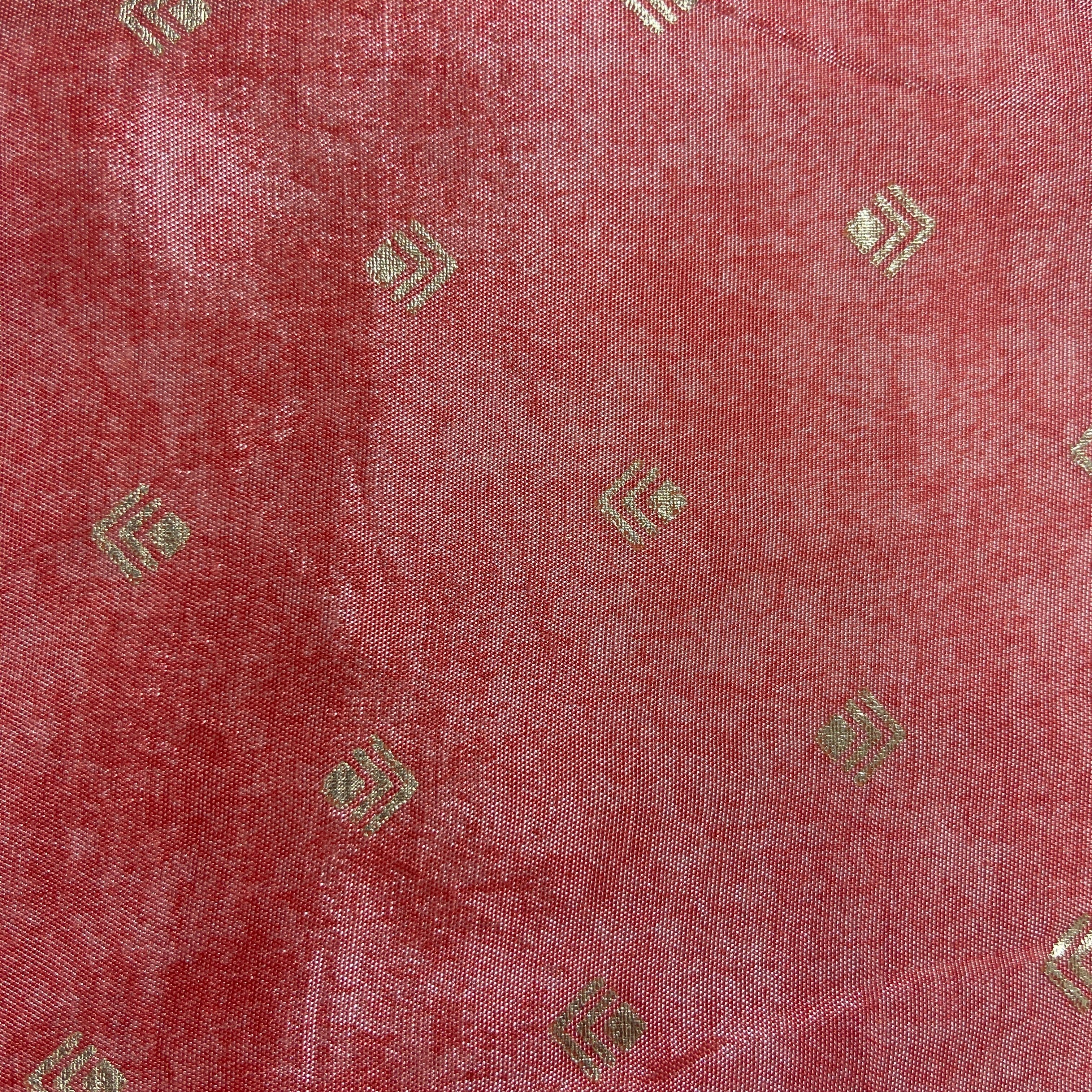 Cream Brown Floral Print Zari Organza Fabric