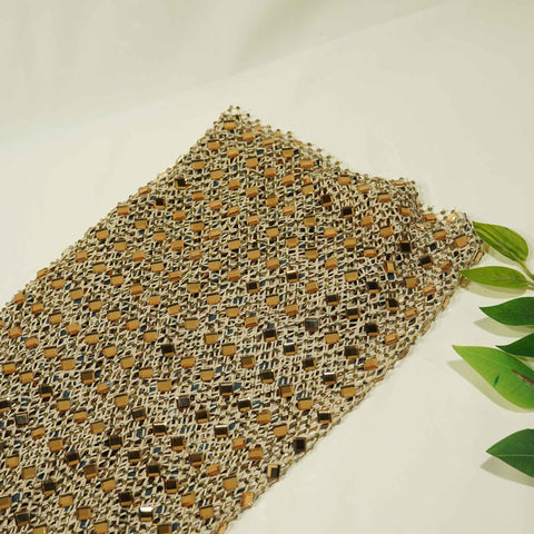 Cream Solid Rhinestone Net CF-13973