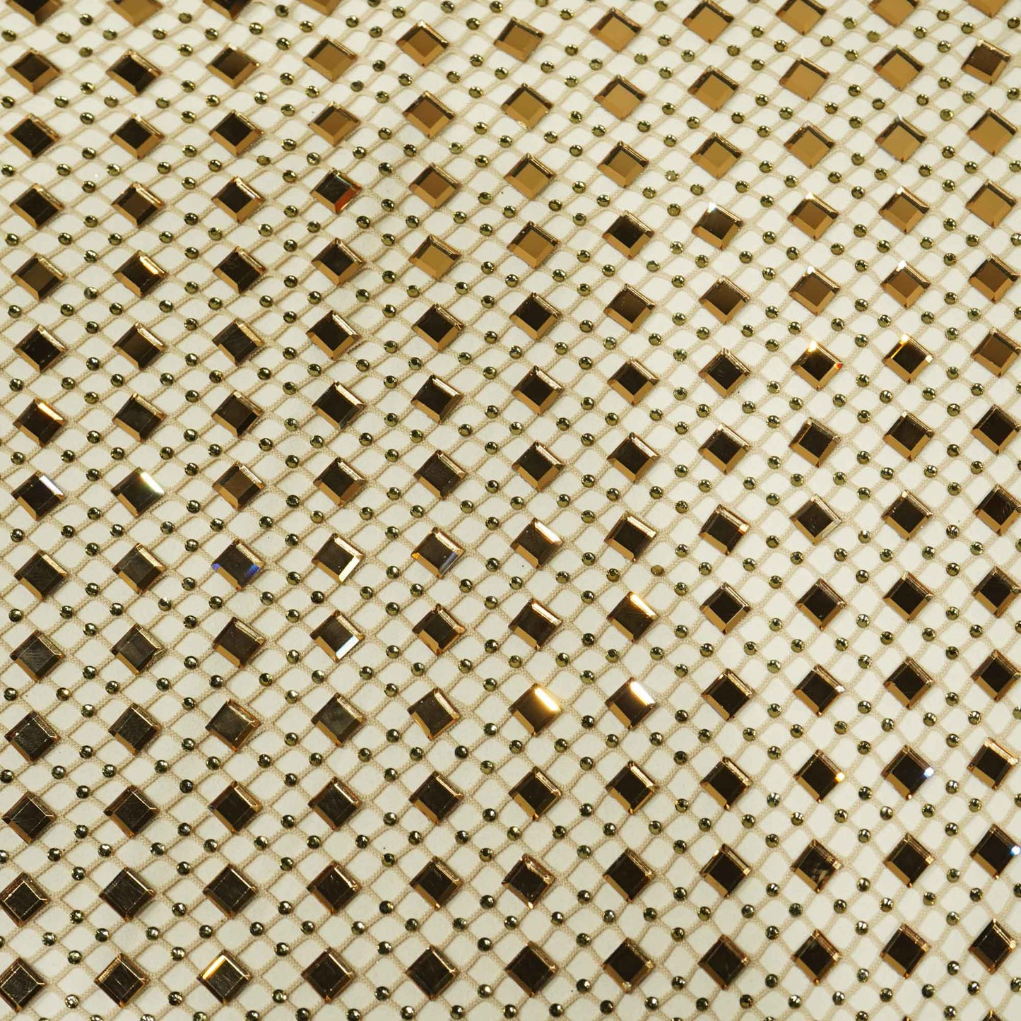 Cream Solid Rhinestone Net CF-13973