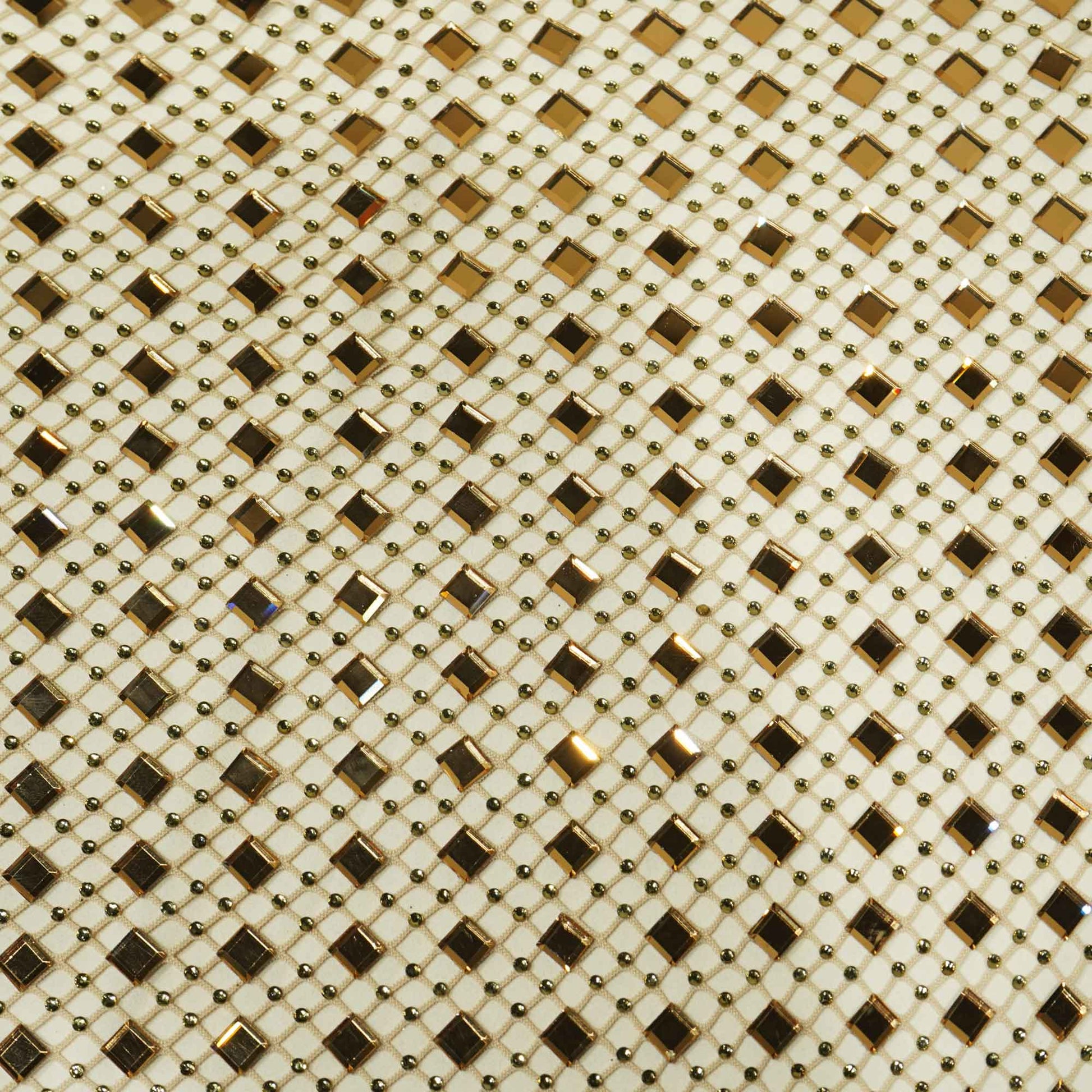 Cream Solid Rhinestone Net CF-13973