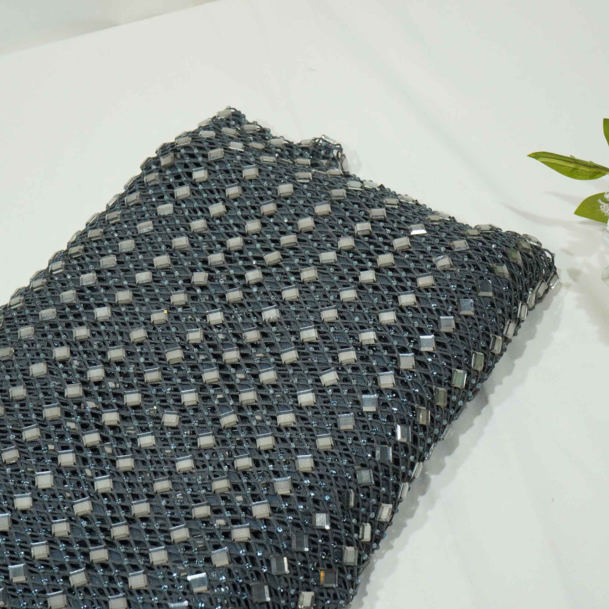 Grey Solid Rhinestone Net CF-13974