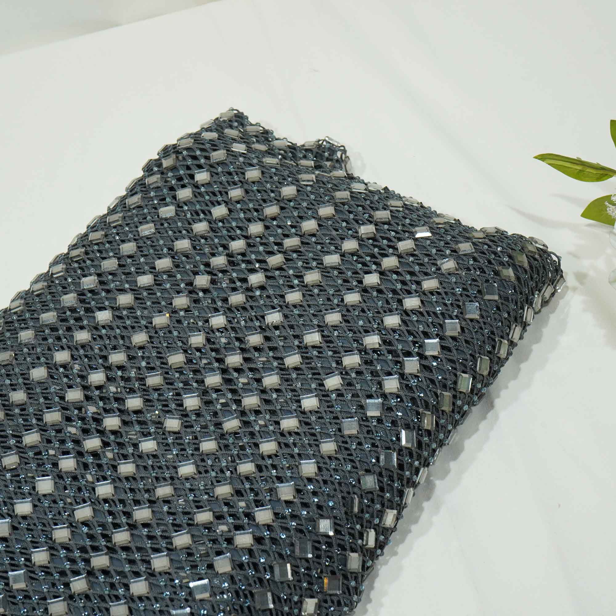 Grey Solid Rhinestone Net CF-13974