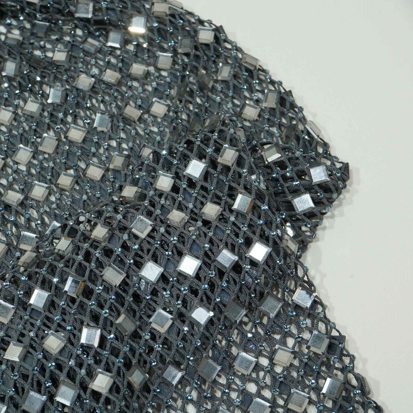 Grey Solid Rhinestone Net CF-13974