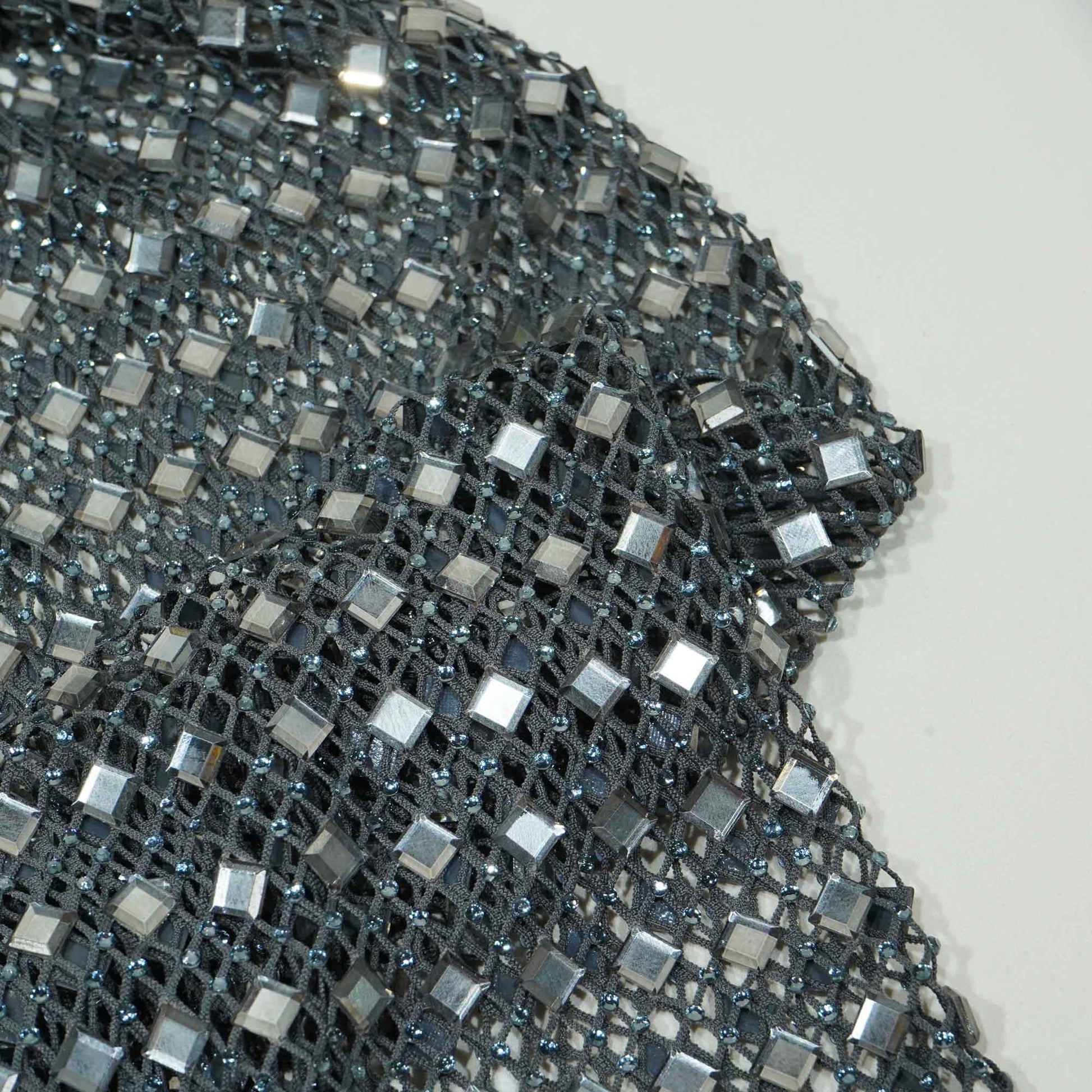 Grey Solid Rhinestone Net CF-13974
