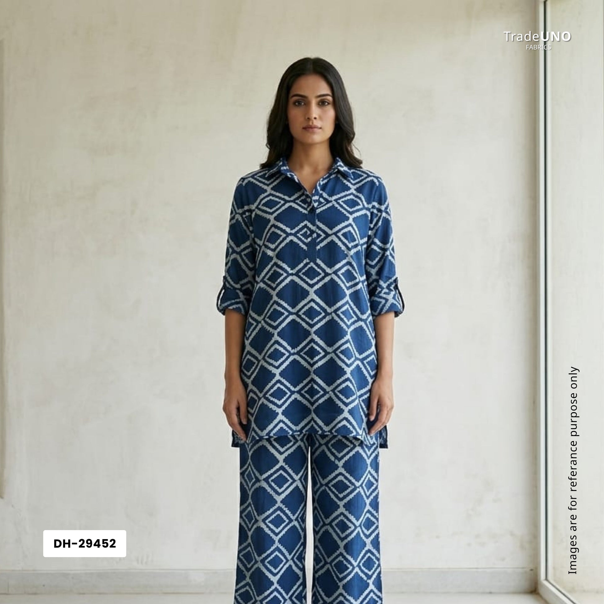 Indigo with White Dabu Print Cotton Fabric DH-29452 - TradeUNO