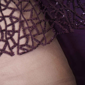 Classic Purple Geometrical Sequins Embroidery Net Fabric - TradeUNO
