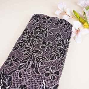 Classic Purple Floral Sequins Embroidery Net Fabric 14230 - TradeUNO