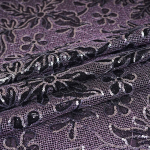 Classic Purple Floral Sequins Embroidery Net Fabric 14230 - TradeUNO