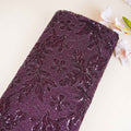 Classic Wine Floral Sequins Embroidery Net Fabric 14232
