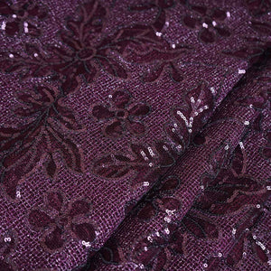 Classic Wine Floral Sequins Embroidery Net Fabric 14232 - TradeUNO