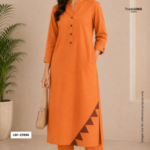 Orange Solid Poplin Fabric LSF-27896 - TradeUNO
