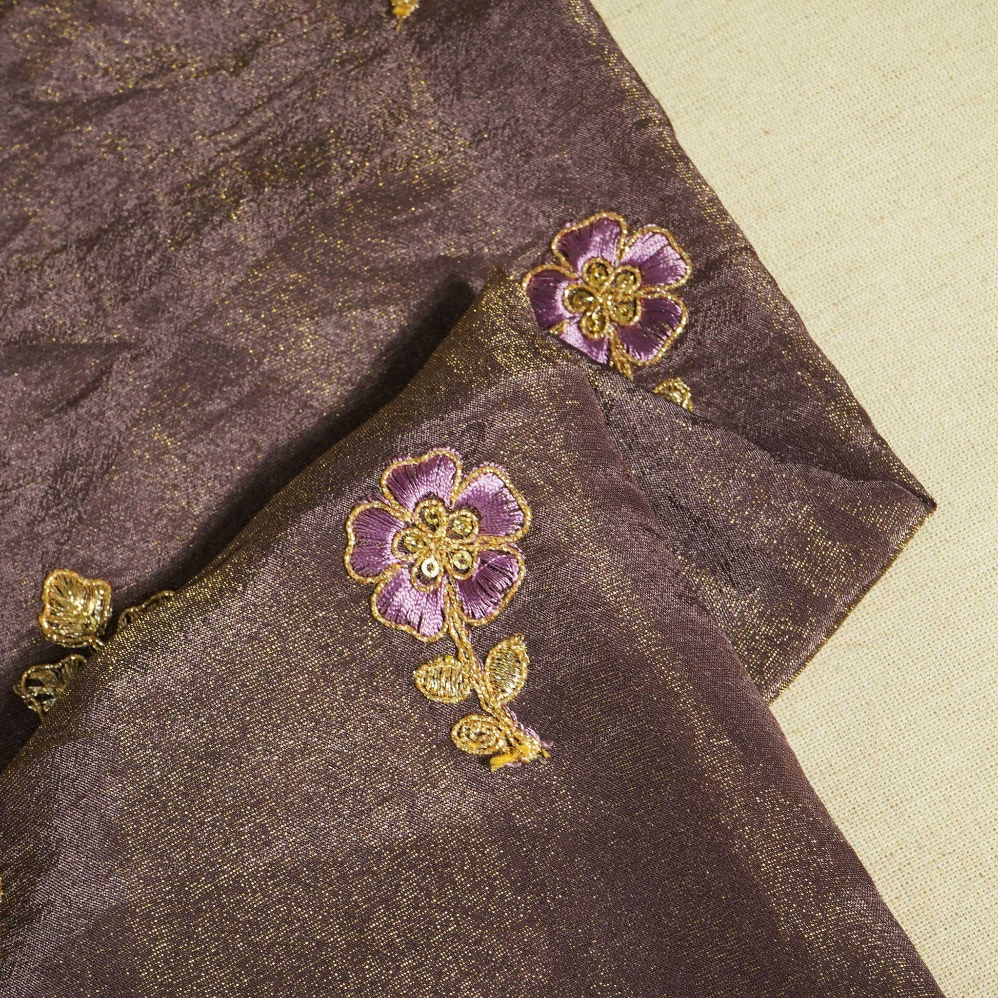 Purple Floral Buta Zari Embroidery Tissue Organza JD-14467