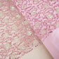 Classic Pink Silver Pearl Sequence Embroidery Net Fabric