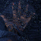 Classic Blue Pearl Thread Embroidery Net Fabric