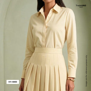 Cream Solid Poplin Fabric STI-8883 - TradeUNO