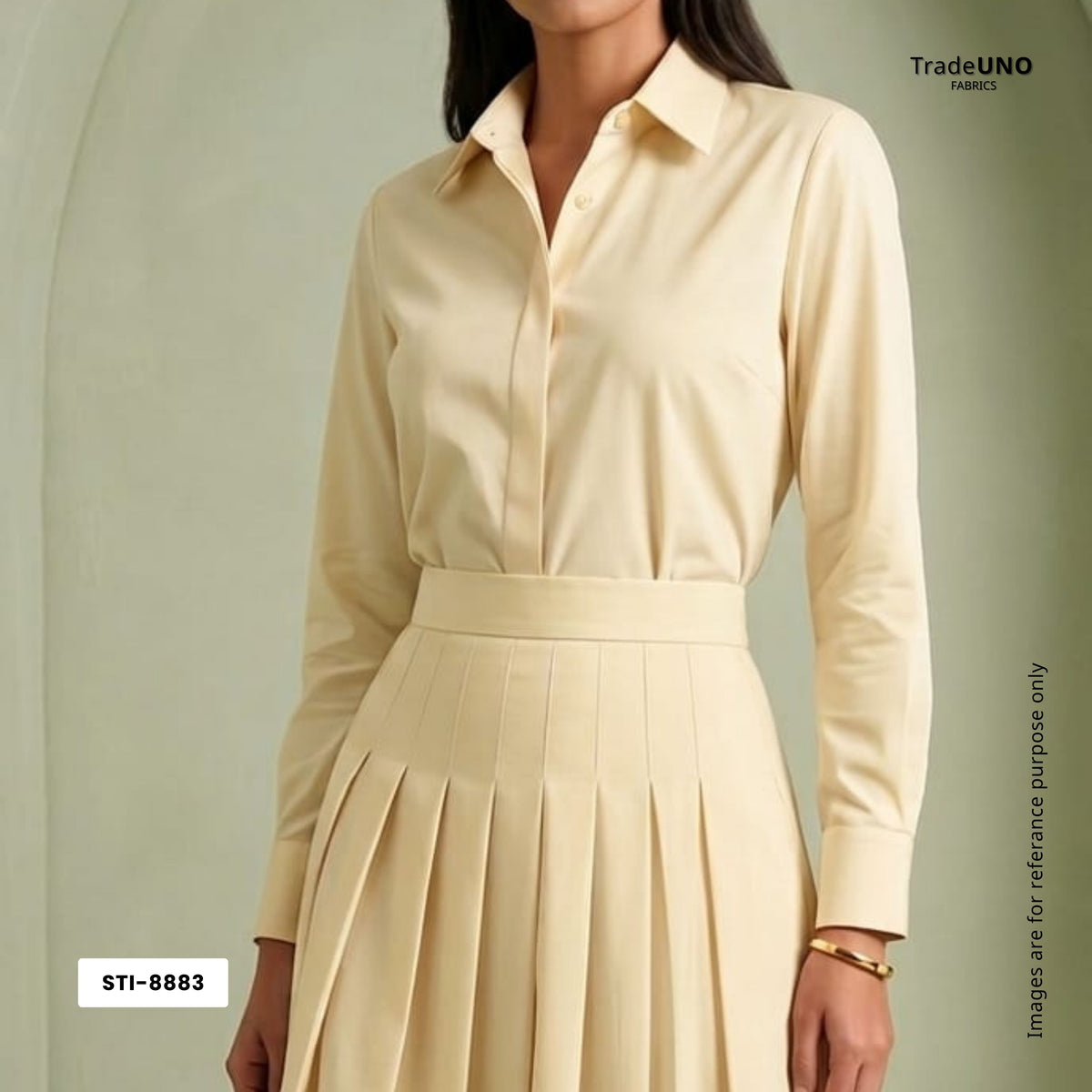 Cream Solid Poplin Fabric STI-8883 - TradeUNO