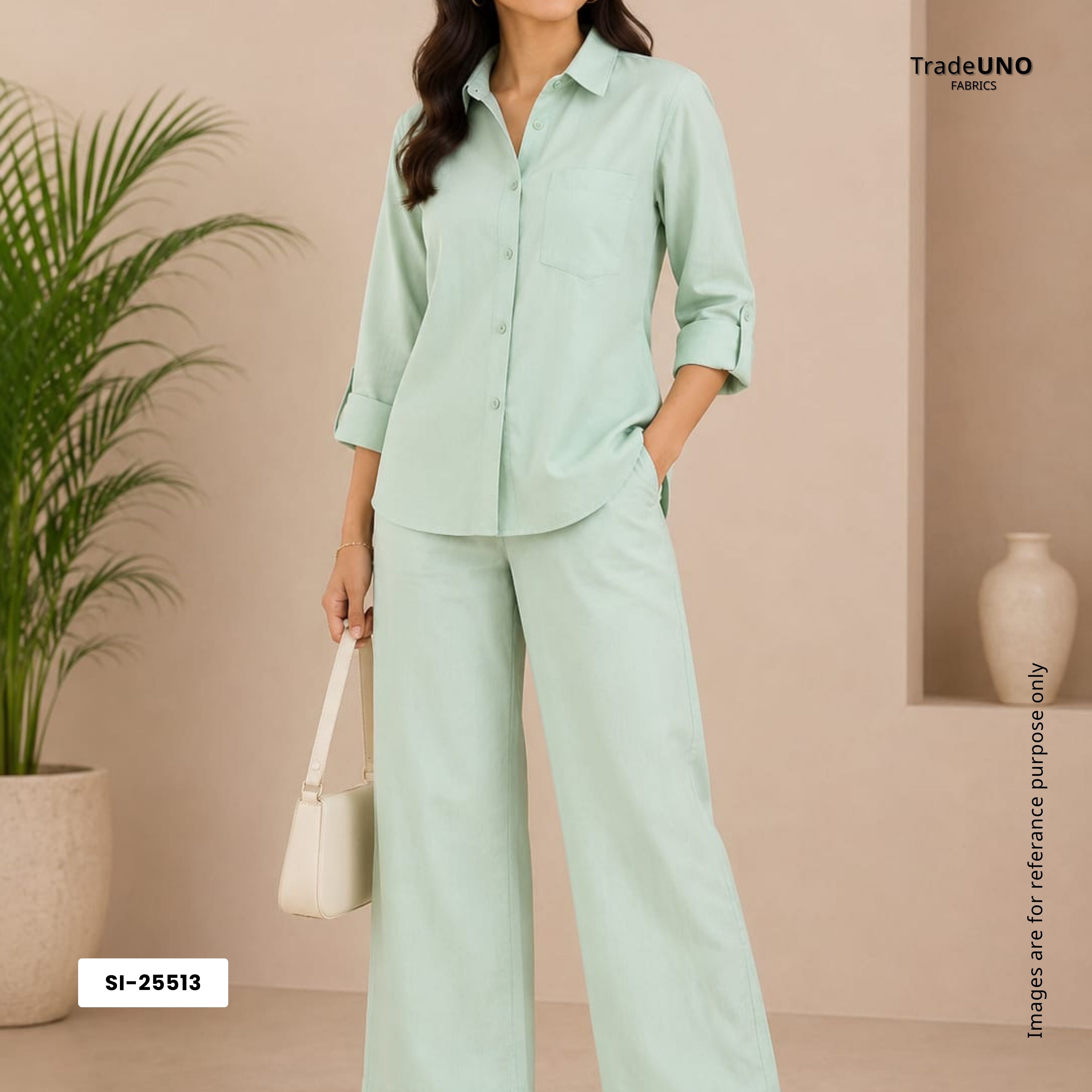 Sea Green Solid Poplin Fabric SI-25513 - TradeUNO