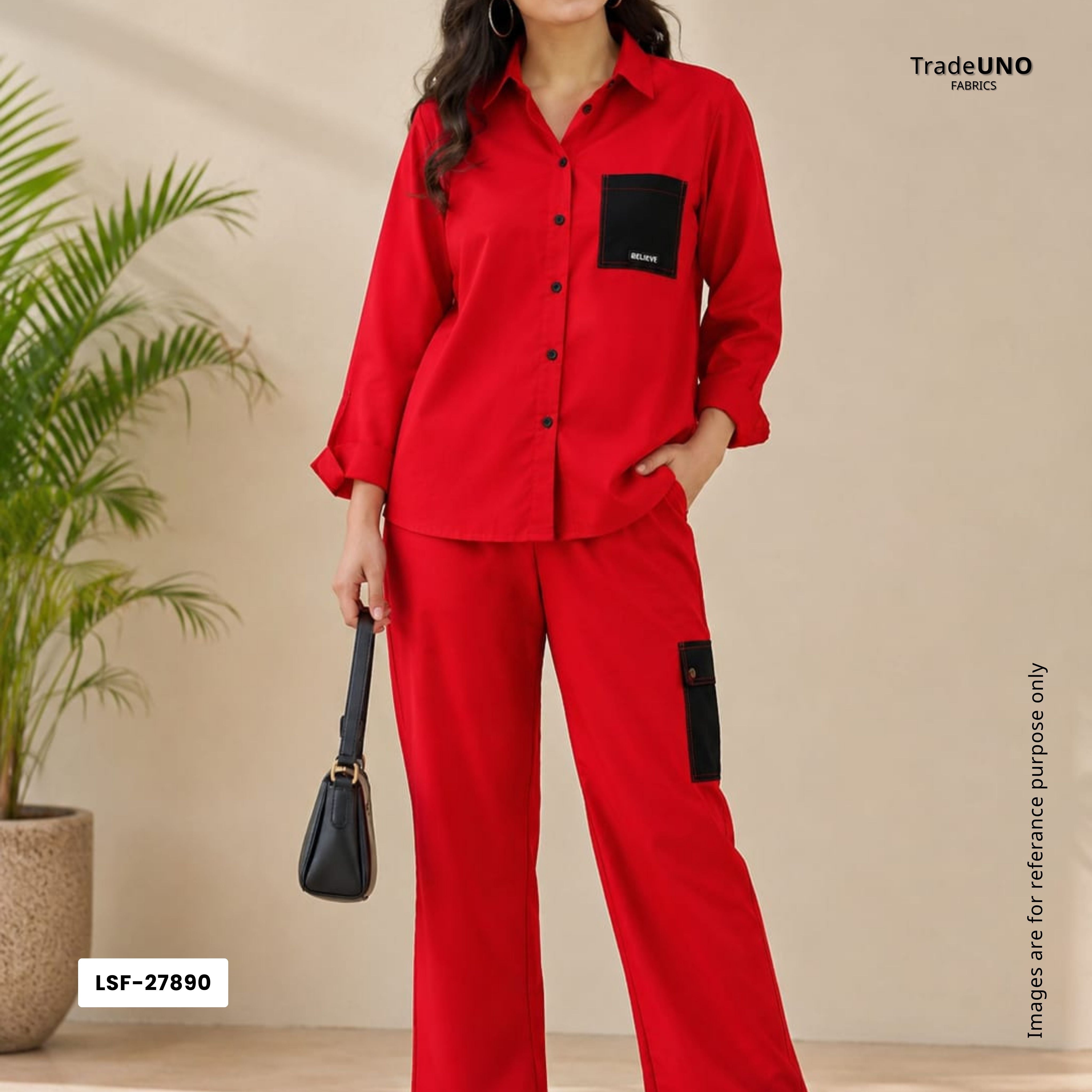 Red Solid Poplin Fabric LSF-27890 - TradeUNO