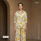 Premium White & Yellow Floral Dobby Print Chiffon Fabric SSF-13473