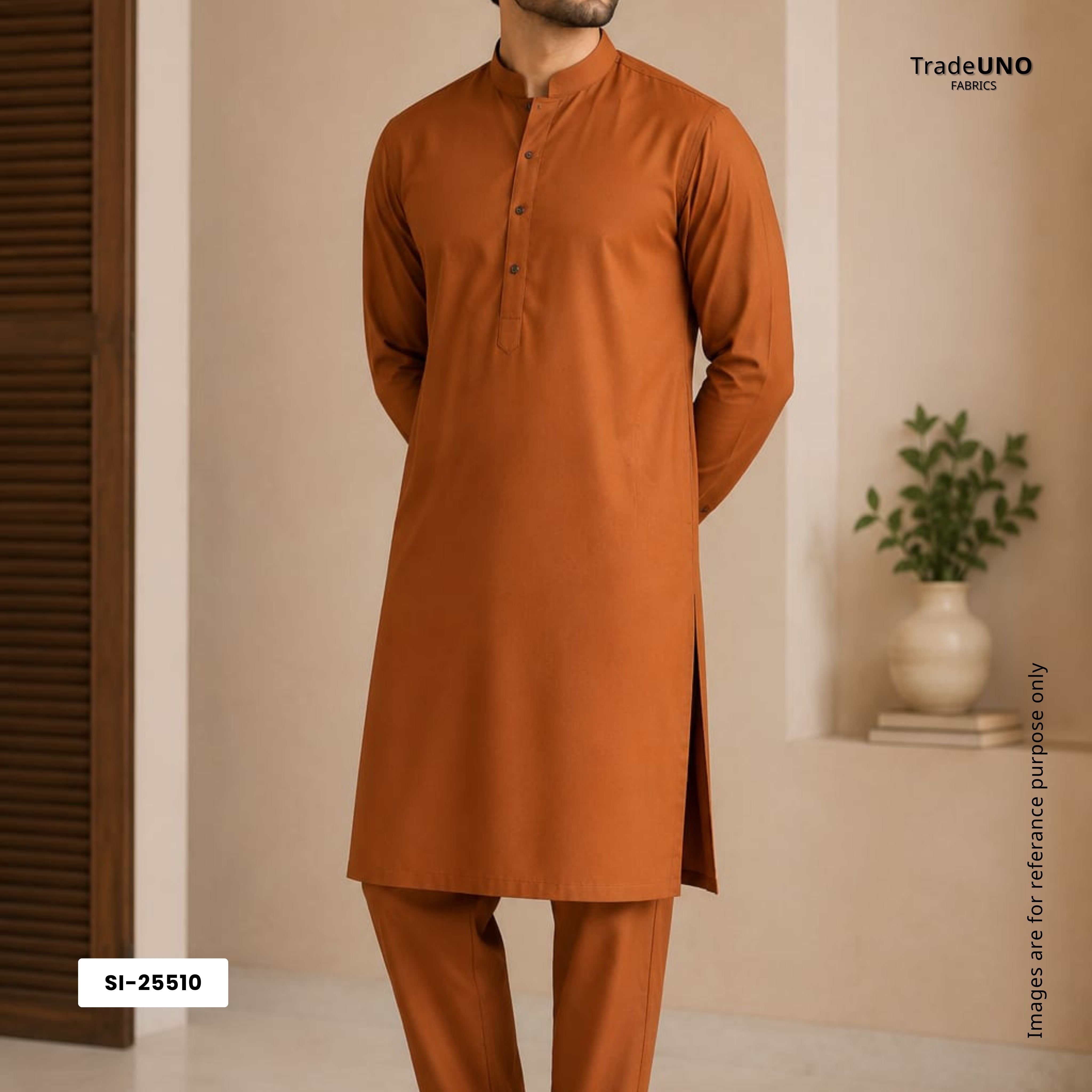 Brown Solid Poplin Fabric SI-25510 - TradeUNO