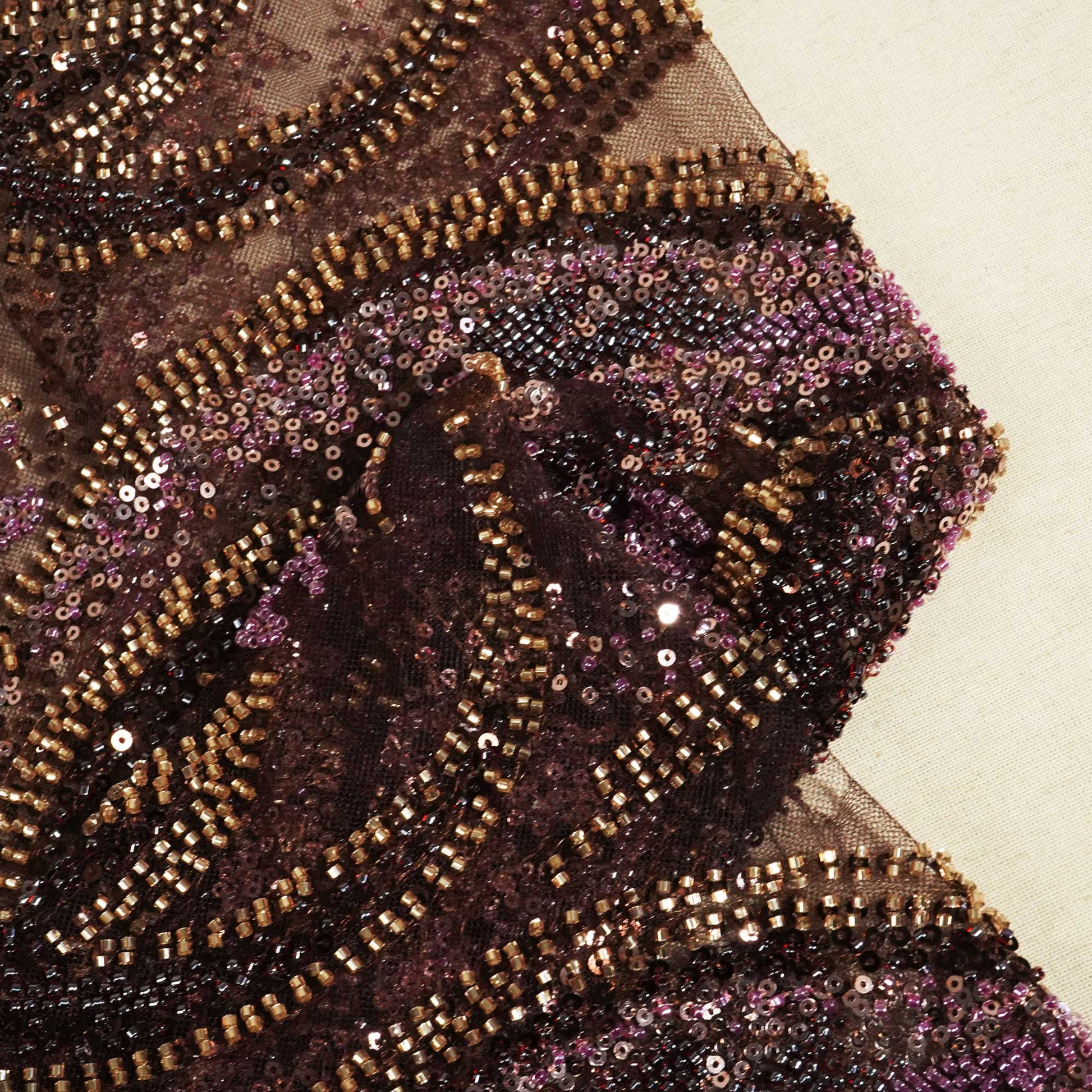 Wine Pearl Heavy Sequins Embroidery Net CF-15008