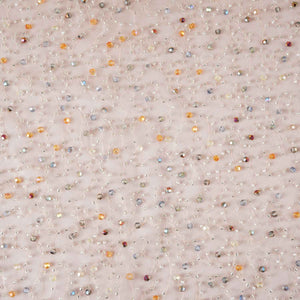 Pastel Salmon Pink Heavy Pearl Sequins Embroidery Net Fabric - TradeUNO
