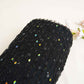 Black Cut Dana Rhinestone Turkish Work Embroidery Net Fabric