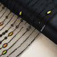 Black Cut Dana Rhinestone Turkish Work Embroidery Net Fabric