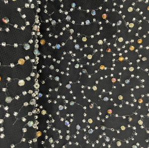 Black Multicolor Pearl Cut Dana Embroidery Power Net 15072