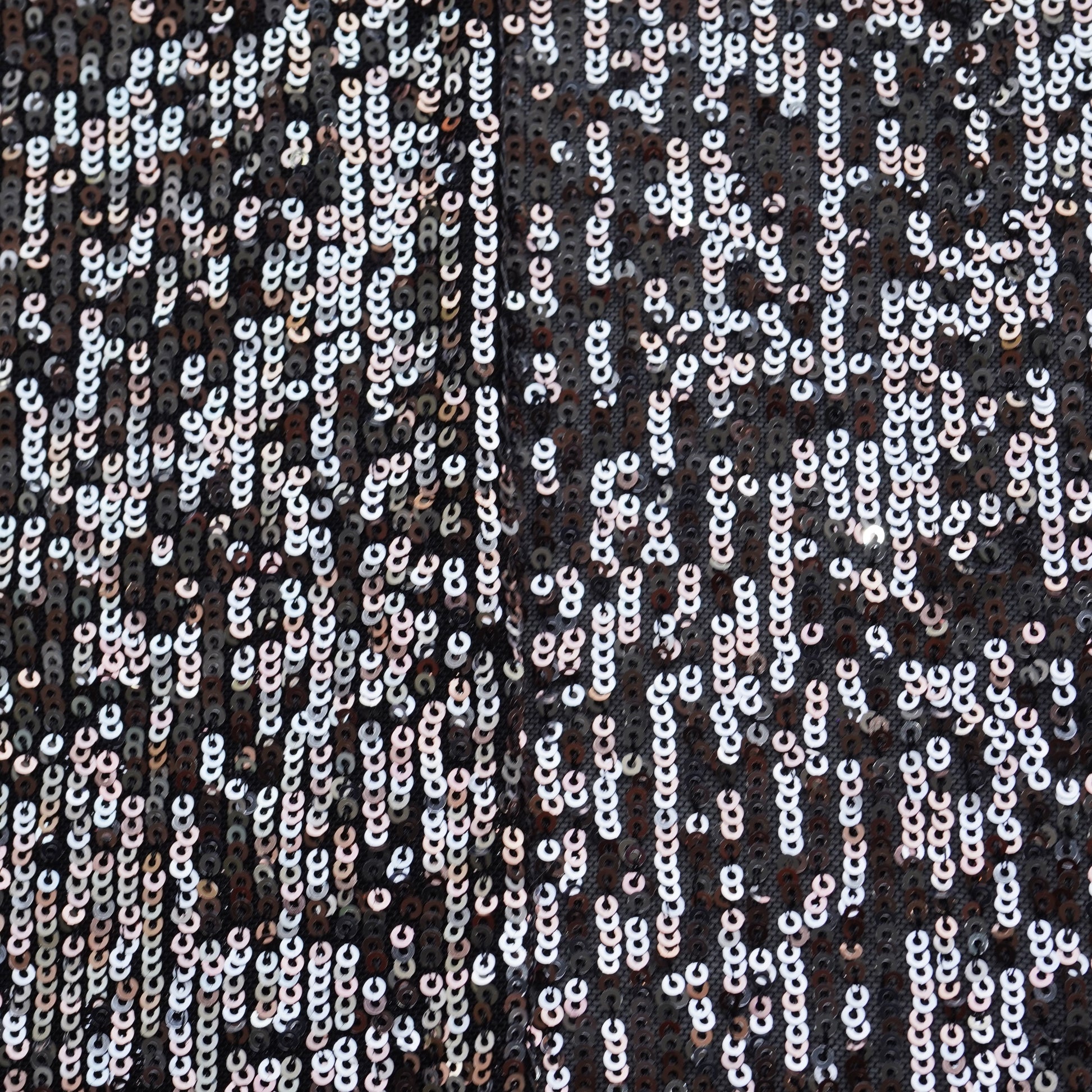 Black Golden Ombre Heavy Sequins Embroidery Net Fabric