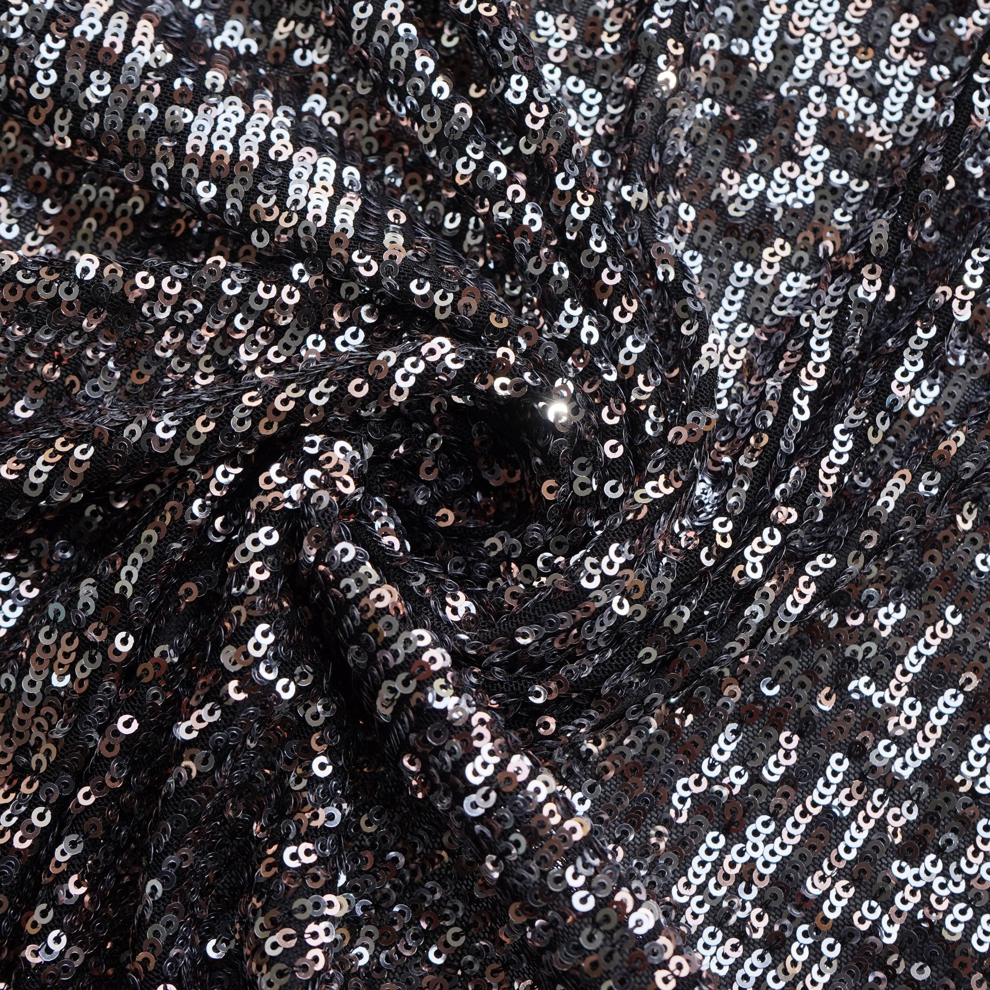 Black Golden Ombre Heavy Sequins Embroidery Net Fabric