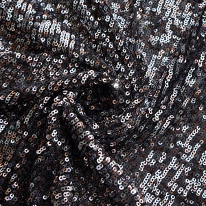 Black Golden Ombre Heavy Sequins Embroidery Net Fabric