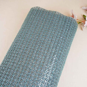 Premium Glacier Green Heavy Pearl Sequins CutDana Embroidery Net Fabric - TradeUNO