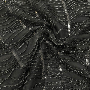 Black imported Cut Dana Handcrafted Embroidery Net 15122