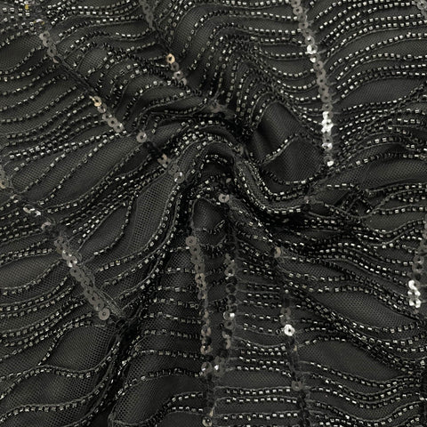Black imported Cut Dana Handcrafted Embroidery Net 15122