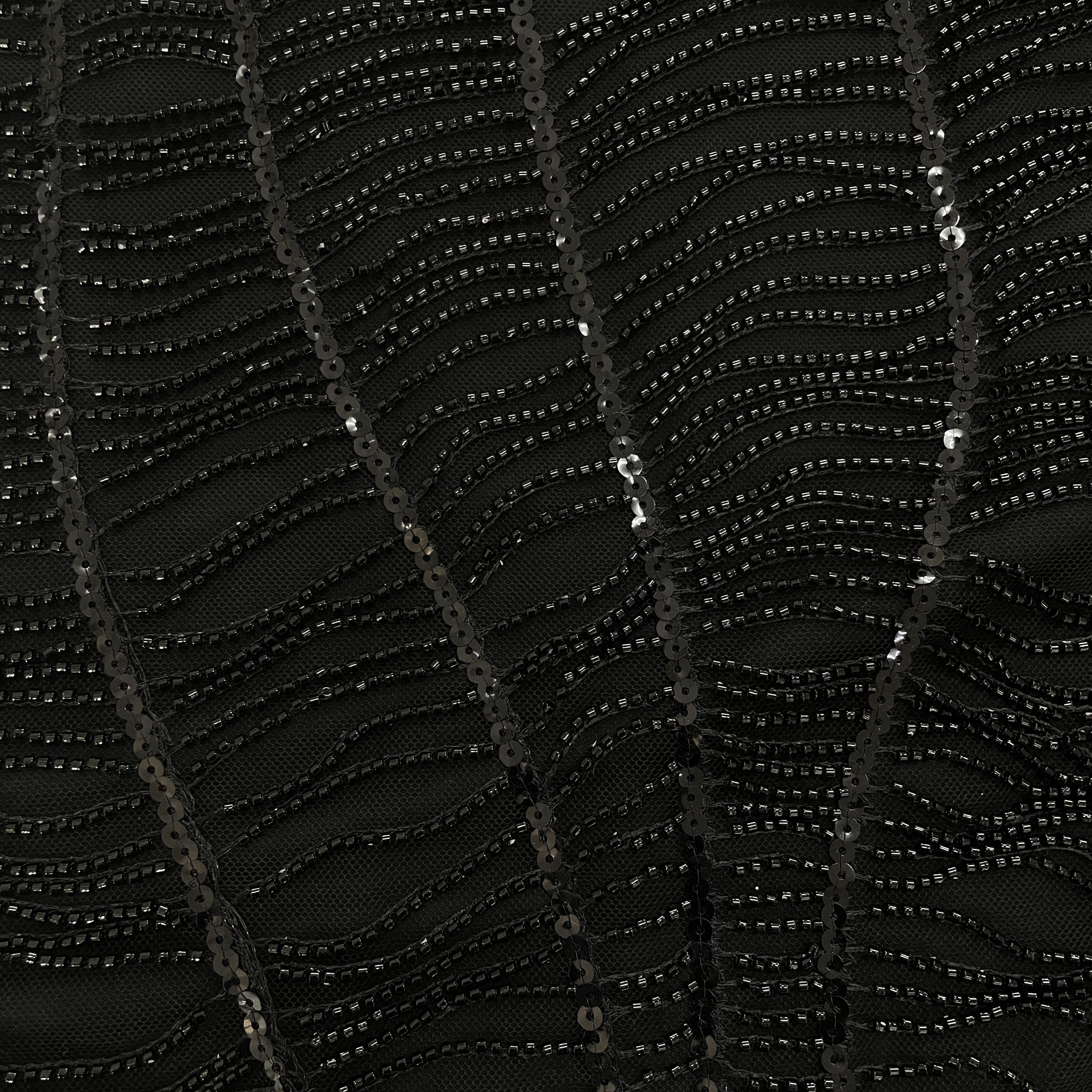 Black imported Cut Dana Handcrafted Embroidery Net 15122