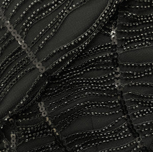 Black imported Cut Dana Handcrafted Embroidery Net 15122