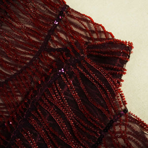 Brown Imported Cut Dana Handcrafted Embroidery Net Net CF-15123