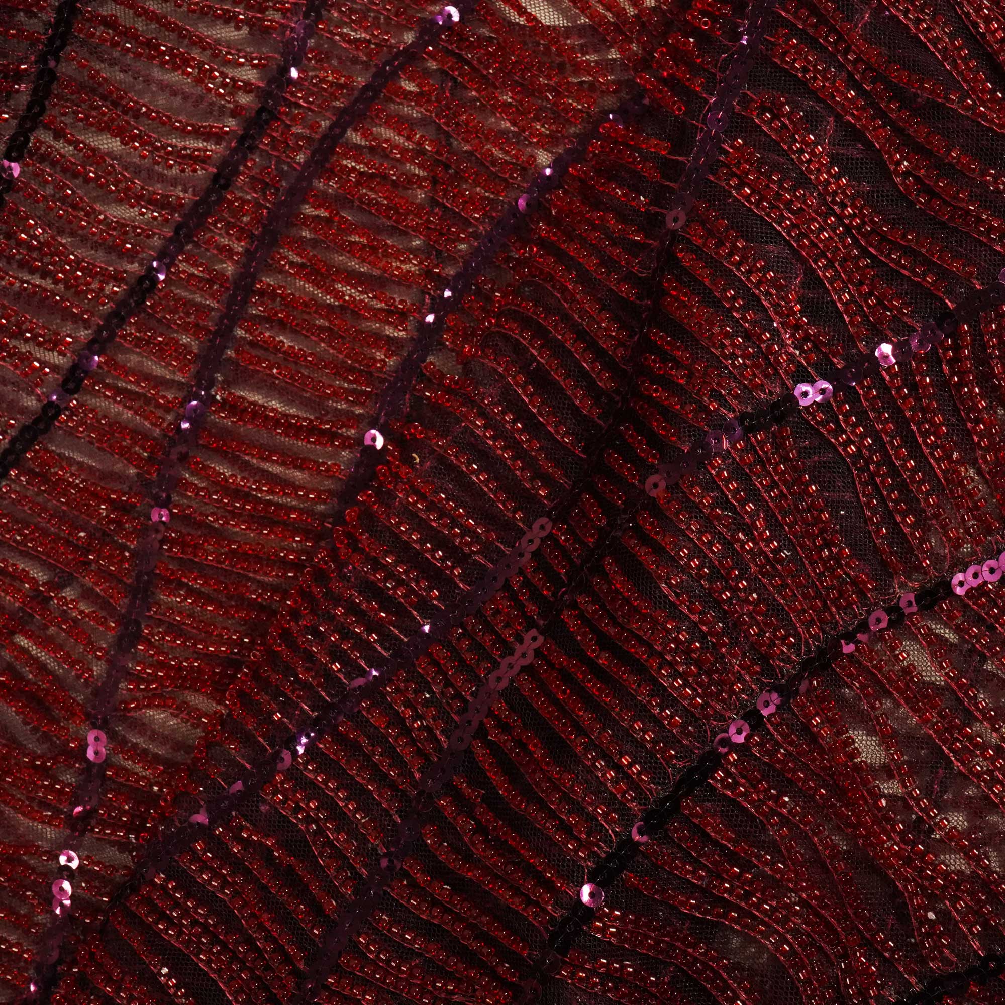 Brown Imported Cut Dana Handcrafted Embroidery Net Net CF-15123