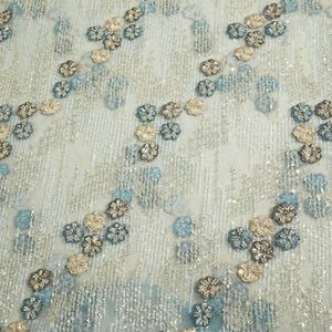 Sky Blue Abstract Thread Cut Dana Handcrafted Embroidery Net CF-15134