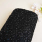Premium Black Rice Beads CutDana Handcrafted Embroidery Net Fabric