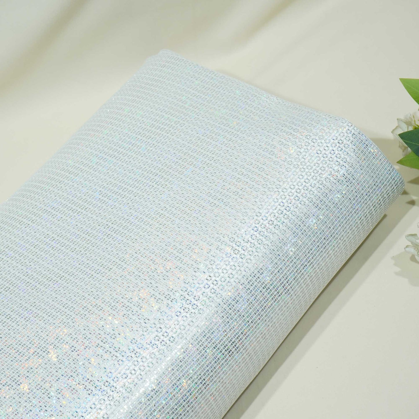 White Gold Lurex Embossed Satin CF-15164  