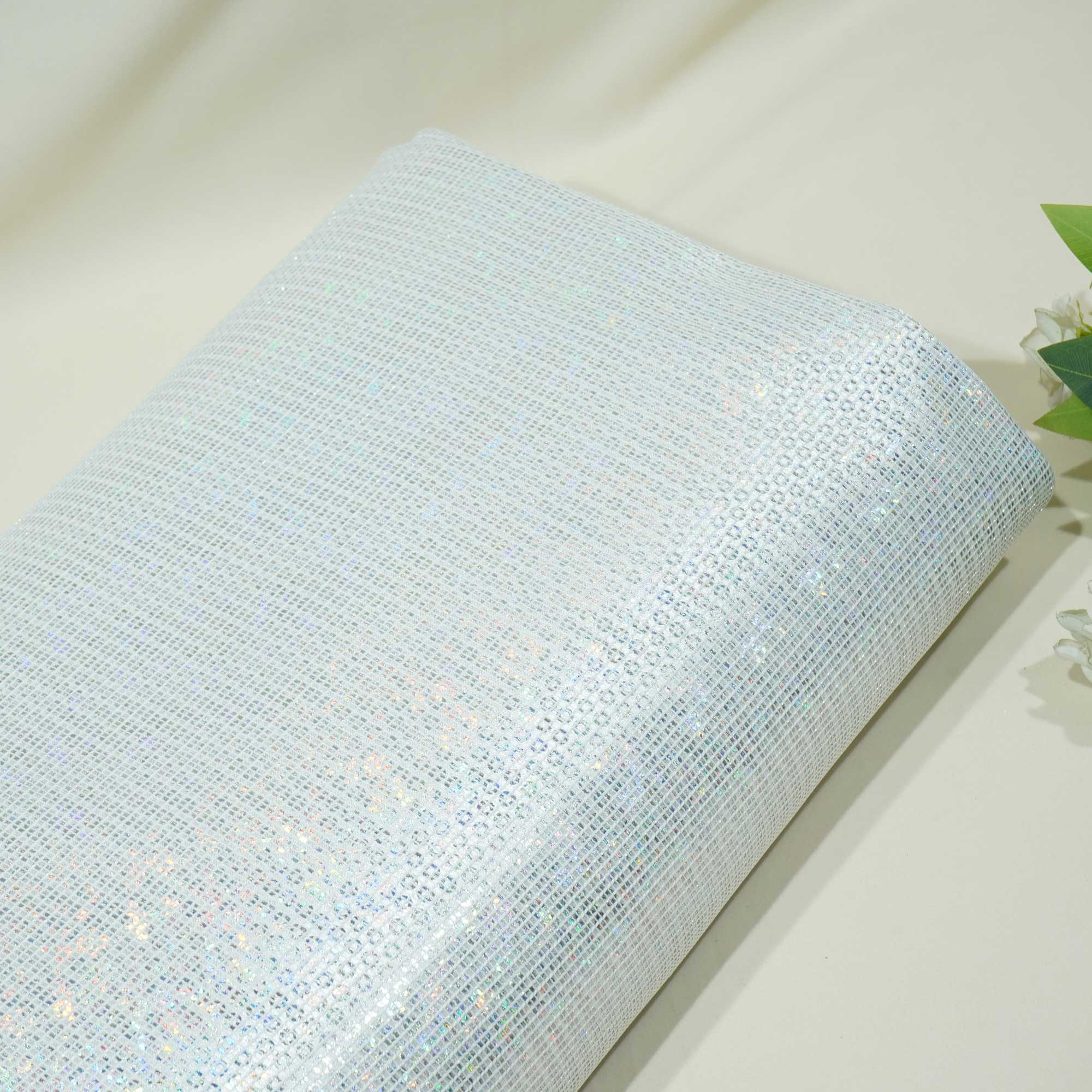 White Gold Lurex Embossed Satin CF-15164  