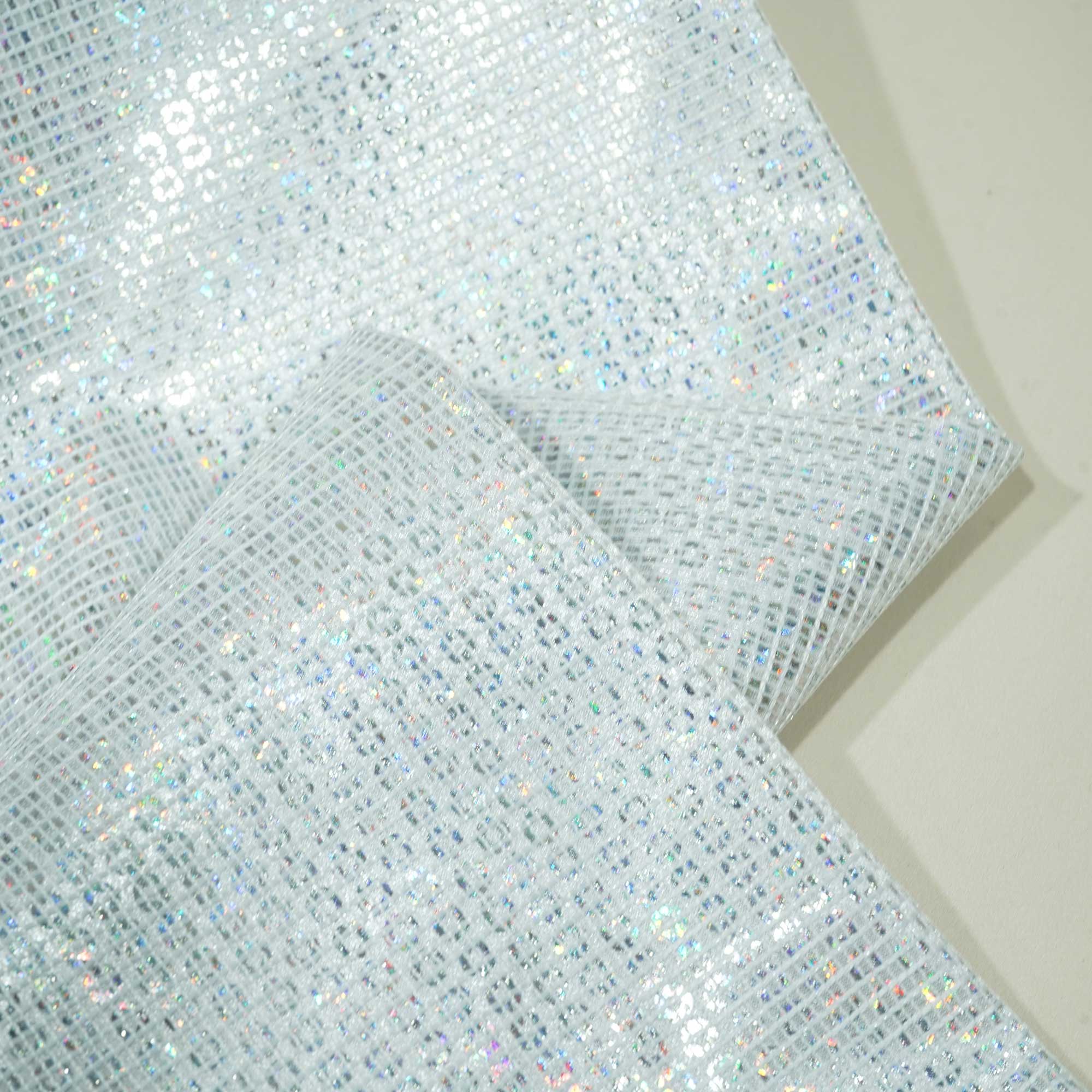 White Gold Lurex Embossed Satin CF-15164  