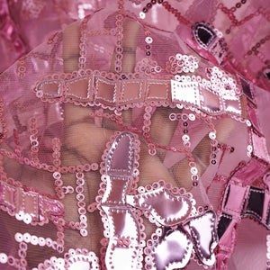 Exclusive Pink Sequins Metallic Net Fabric - TradeUNO