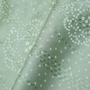 Olive Green Bandhani Kantha Work Mini Silk VC-15408