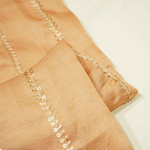 Light Orange Stripes Embroidery Bemberg Silk VC-15412